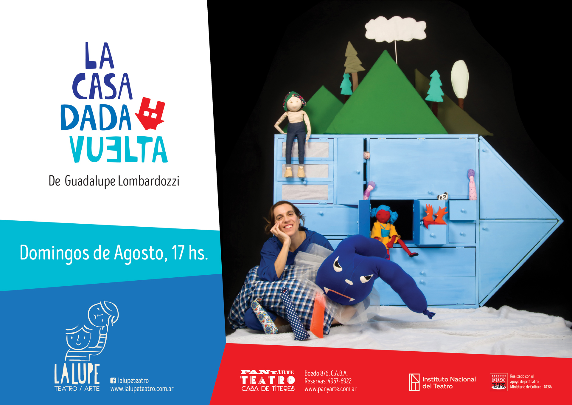afiche para obra de teatro la casa dada vuelta de la lupe
