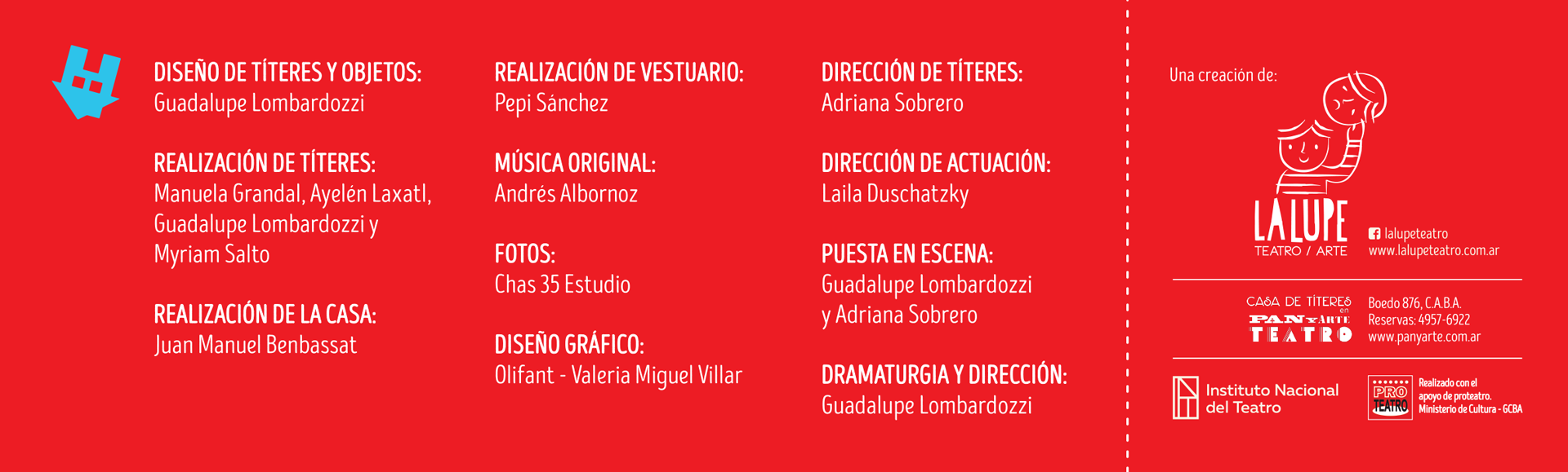 programa para obra de teatro la casa dada vuelta de la lupe