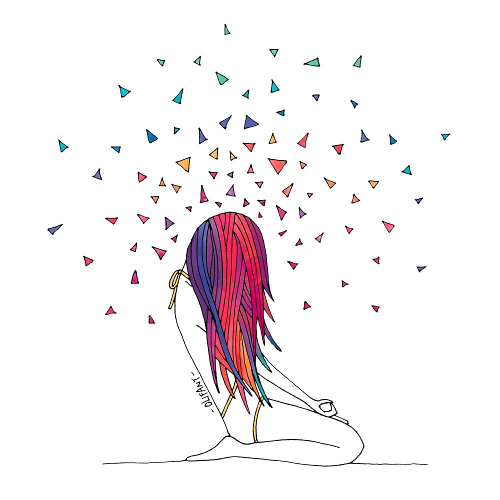 dibujo de mujer meditando en colores